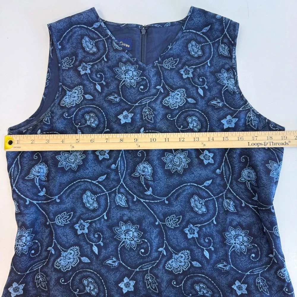 Vintage Charter Club Silk Maxi Dress 10 Navy Floral 90s Minimalist Dark Academia